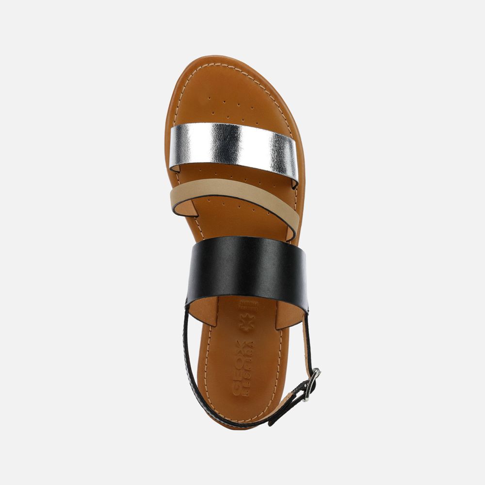 Sandalias Geox Senhora Pretas/Prateadas - Sozy - OUIZR9540